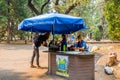 Volunteers offering information to tourists in Yosemite National Park Royalty Free Stock Photo