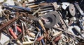 Jumble of old rusty nails and hand tools Royalty Free Stock Photo