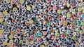 Jumbled alphabets beads. Collection of colourful beads blocks to make handmade.