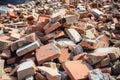 jumbled bricks from a collapsed wall