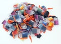 Jumbled pile of empty printer ink cartridges Royalty Free Stock Photo