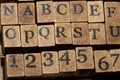Jumbled up block wood print letters lined up Royalty Free Stock Photo