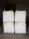 4 Jumbo bags that contain the rice , rice mill Thailand Royalty Free Stock Photo