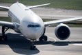 Jumbo jet airplane airport tarmac closeup concept Royalty Free Stock Photo