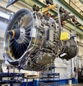 Jumbo jet Airplane engine bare bone overhaul and maintenance