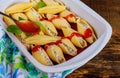 Jumbo pasta shells stuffed with ricotta cheese and sauce marinara Royalty Free Stock Photo