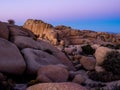 Jumbo Rocks after sunset n Joshua Tree National Park Royalty Free Stock Photo