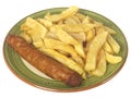 Jumbo Sausage and Chips Royalty Free Stock Photo