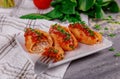 Jumbo shells pasta stuffed with a ricotta cheese and basil Royalty Free Stock Photo