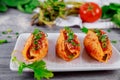 jumbo stuffed pasta shells with minced beef and cheese Royalty Free Stock Photo