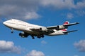 Jumbojet on a nice sky background.