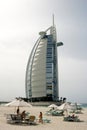 Jumeirah Beach and Burj Al Arab Hotel in Dubai Royalty Free Stock Photo