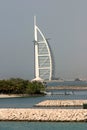 Jumeirah Beach and Burj Al Arab Hotel in Dubai Royalty Free Stock Photo