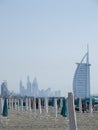 Jumeirah Beach, Dubai with Burj-Al-Arab hotel in the distance