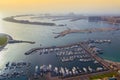 Jumeirah Palm Island Dubai shot from the rooftop top of the Princess tower in Dubai Marina, United Arab Emirates Royalty Free Stock Photo