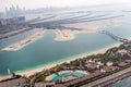 Jumeirah Palm island in Dubai with skyscrappers Royalty Free Stock Photo