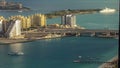 Jumeirah Palm Island morning timelapse dubai shot from the rooftop top of the tower in dubai marina, uae Royalty Free Stock Photo