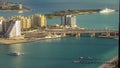 Jumeirah Palm Island morning timelapse dubai shot from the rooftop top of the tower in dubai marina, uae Royalty Free Stock Photo