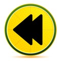 Jump backward icon lemon lime yellow round button illustration