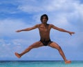 Jump on beach Royalty Free Stock Photo