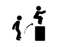 Jump Box icon, line color vector illustration