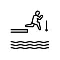 Black line icon for Jump, leap and spurt
