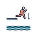 Color illustration icon for Jump, leap and spurt