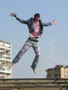 Jump man in city Royalty Free Stock Photo
