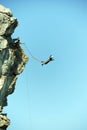 Jump off a cliff with a rope.Bungee jumping Royalty Free Stock Photo