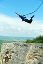 Jump off a cliff with a rope.Bungee jumping Royalty Free Stock Photo