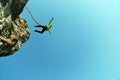 Jump off a cliff with a rope.Bungee jumping Royalty Free Stock Photo