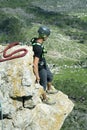 Jump off a cliff with a rope.Bungee jumping Royalty Free Stock Photo