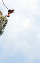 Jump off a cliff with a rope.Bungee jumping Royalty Free Stock Photo