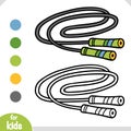 Jump rope, Coloring book for kids, sport equipment Royalty Free Stock Photo
