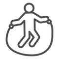 Jump rope exercise line and solid icon. Sportsman training, skipping-rope symbol, outline style pictogram on white