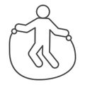 Jump rope exercise line and solid icon. Sportsman training, skipping-rope symbol, outline style pictogram on white Royalty Free Stock Photo