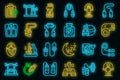 Jump rope icons set outline vector. Body activity vector neon