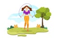 Jump Rope Illustration with People Playing Skipping Wear Sportswear in Indoor Fitness Sport Activities Flat Cartoon Hand Drawn Royalty Free Stock Photo