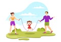 Jump Rope Illustration with Youth and Kids Playing Skipping Wear Sportswear in Indoor Fitness Sport Activities Flat Cartoon Hand Royalty Free Stock Photo