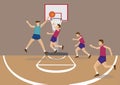 Jump Shot for Goal in Basketball Game Vector Illustration Royalty Free Stock Photo