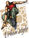 Jump on a skateboard - vector color illustration