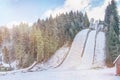 Jump ski ramp in Vorokhta, Ukraine Royalty Free Stock Photo