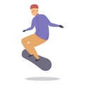 Jump snowboard icon cartoon vector. Sport child