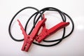 jumper cables for a car on a isolated white background Royalty Free Stock Photo