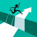 Jumping Above Gap. Jump Over Abyss. Royalty Free Stock Photo