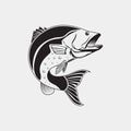 Jumping bass fish vector illustration