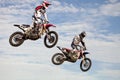 Jumping Bikes at Supercross Royalty Free Stock Photo