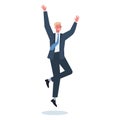 Jumping business man. Happy and successful employee in a suit Royalty Free Stock Photo