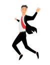 Jumping business people. Business man jumps on a white background. Vector illustration of a flat design. Office worker Royalty Free Stock Photo