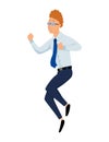 Jumping business people. Business man jumps on a white background. Vector illustration of a flat design. Office worker Royalty Free Stock Photo